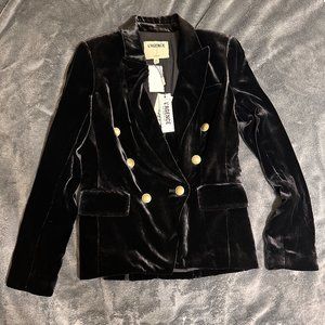 L'AGENCE Kenzie Velvet Blend Double Breasted Blazer Black Size 0 Women's